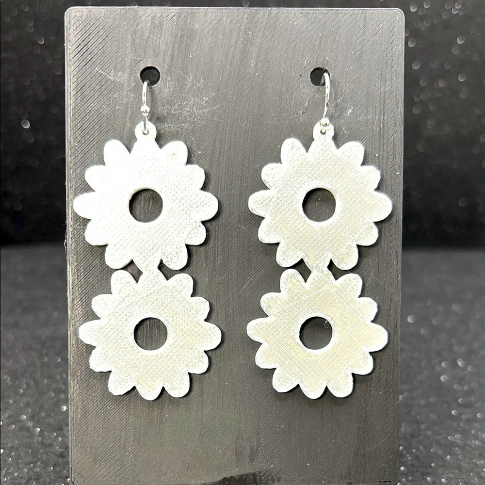 White Floral Earrings